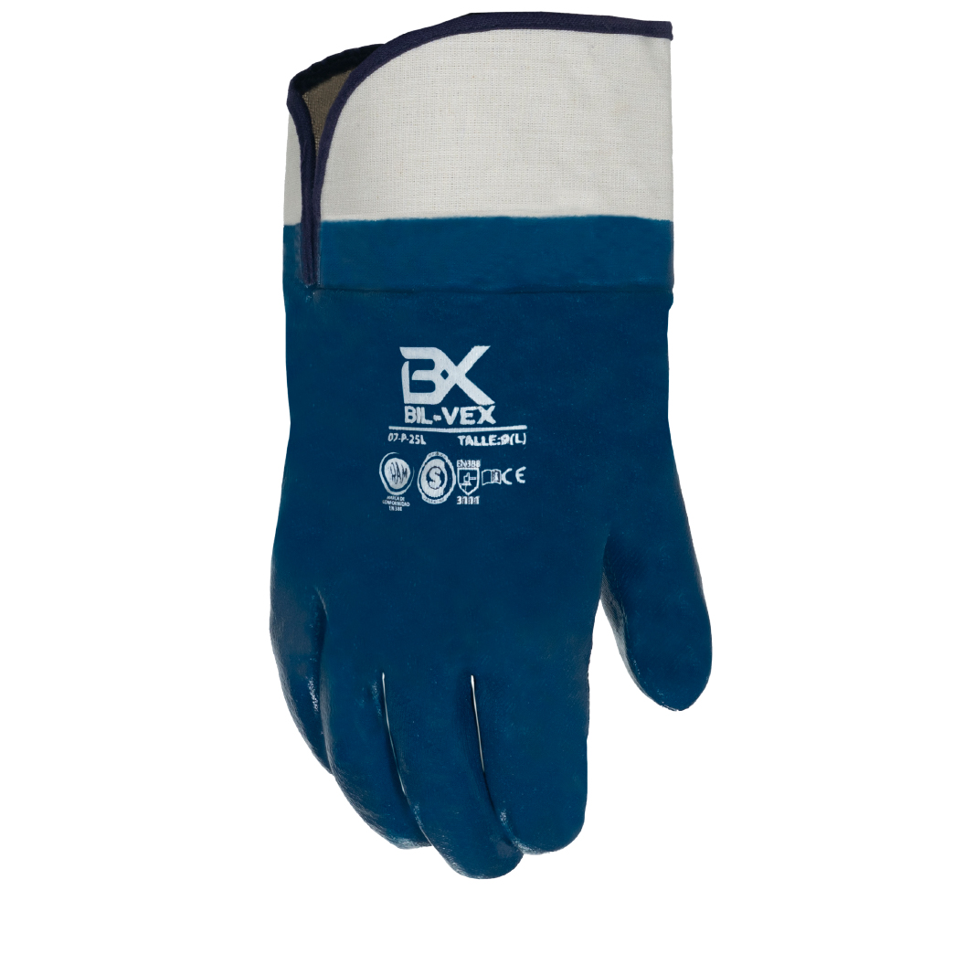 GUANTE BIL-VEX NITRILO PESADO B/C P/LONA AZUL
