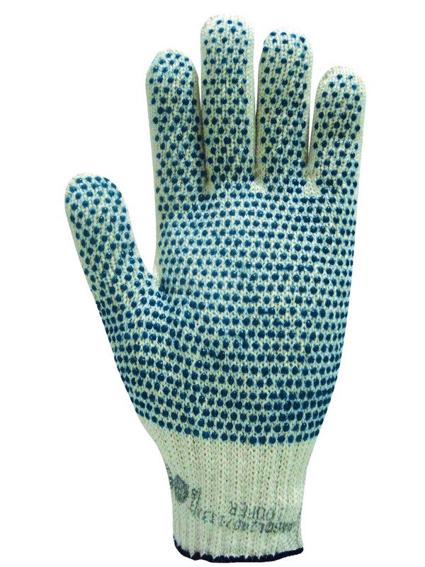 GUANTE JERSEY GALGA 7 DE ALGODÓN. LIVIANO FERRETERO. MOTEADO AZUL 1 CARA. 1100FER