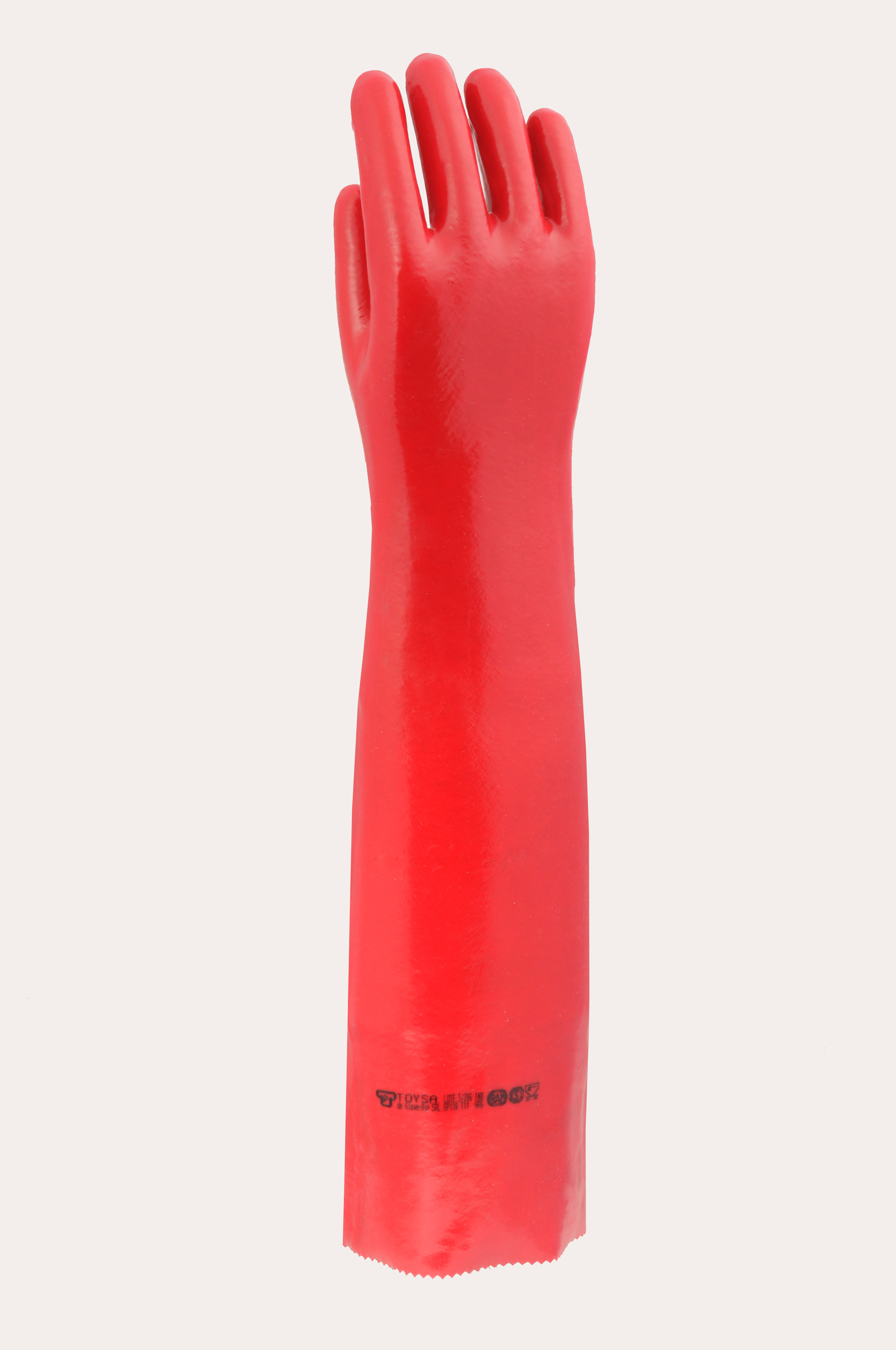 GUANTE PVC SUPER LARGO PESADO 60CM ROJO